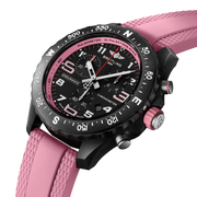 Profilo laterale della cassa rosa in materiale Breitlight® con lunetta bidirezionale e vetro zaffiro antiriflesso.